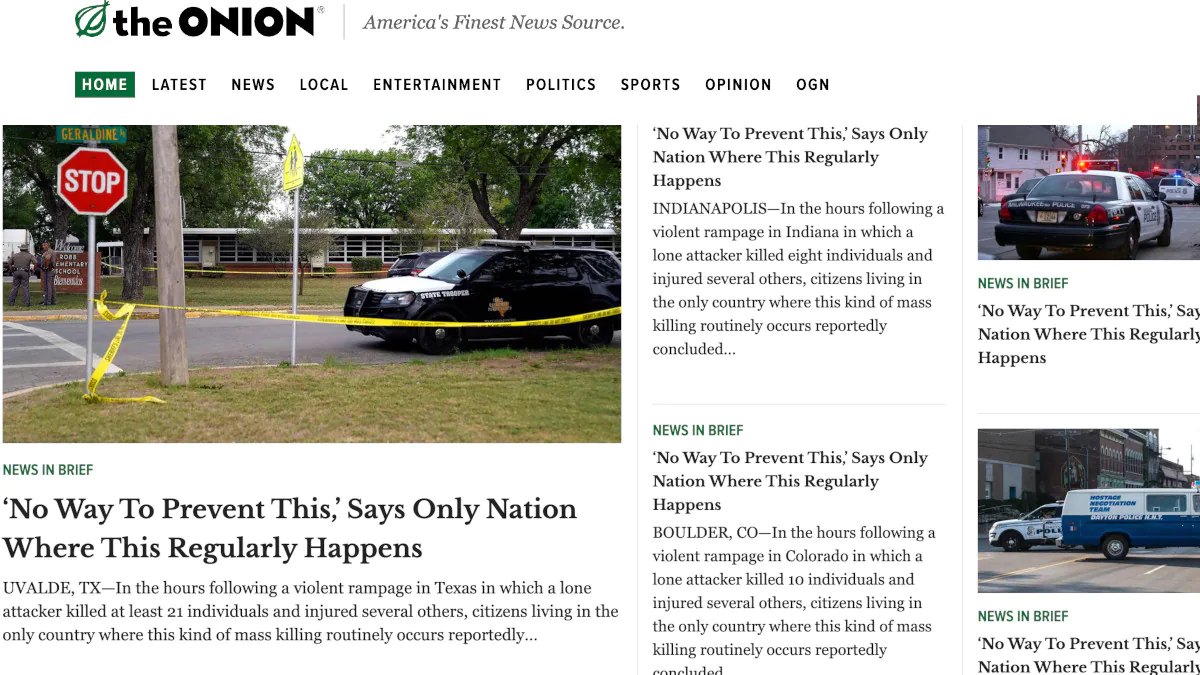 The Onion Homepage Filled With “No Way to Prevent This” Article