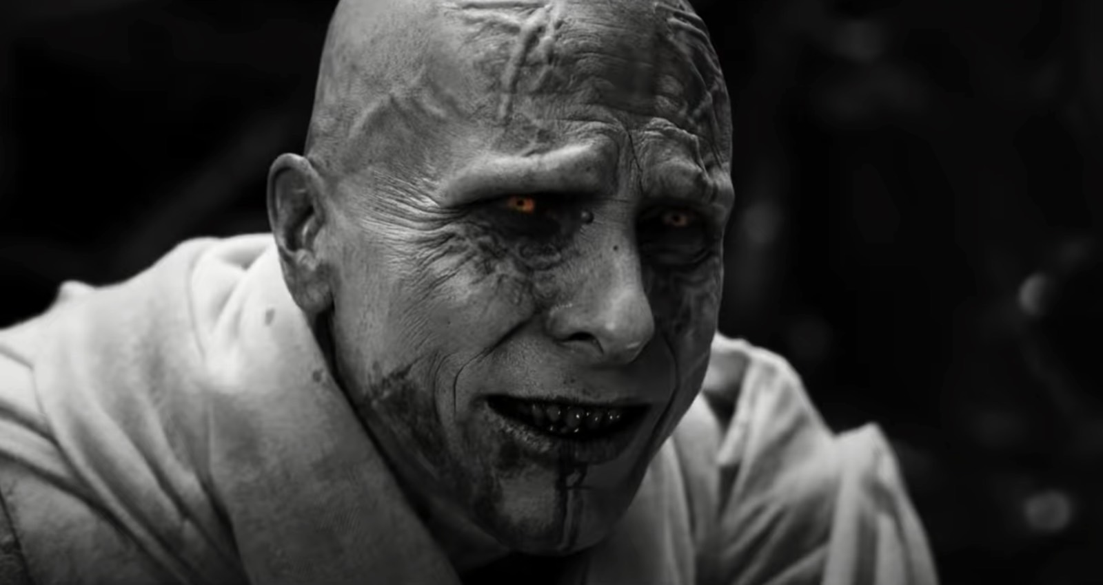 Gorr the God Butcher (Christian Bale) closeup.
