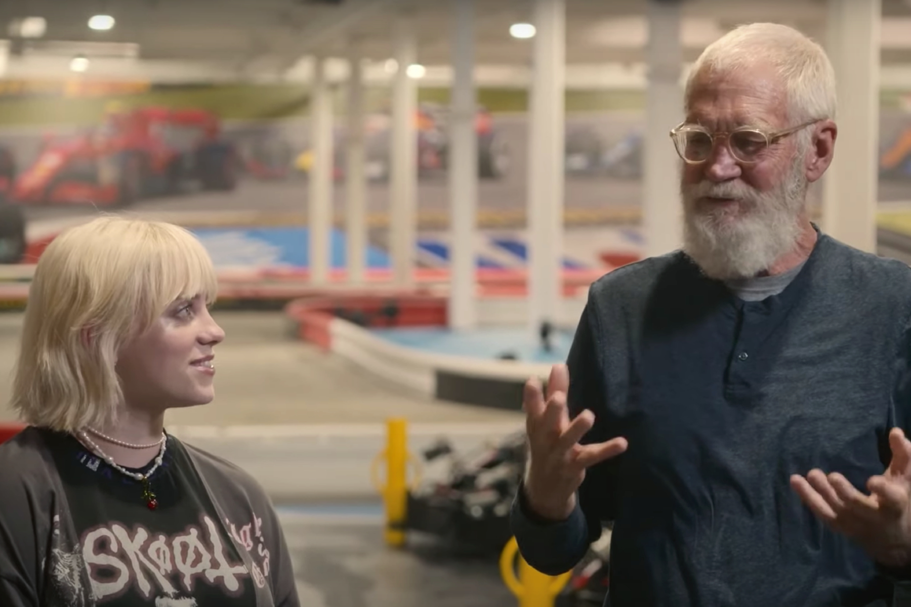 Watch Billie Eilish Take David Letterman Go-Kart Racing