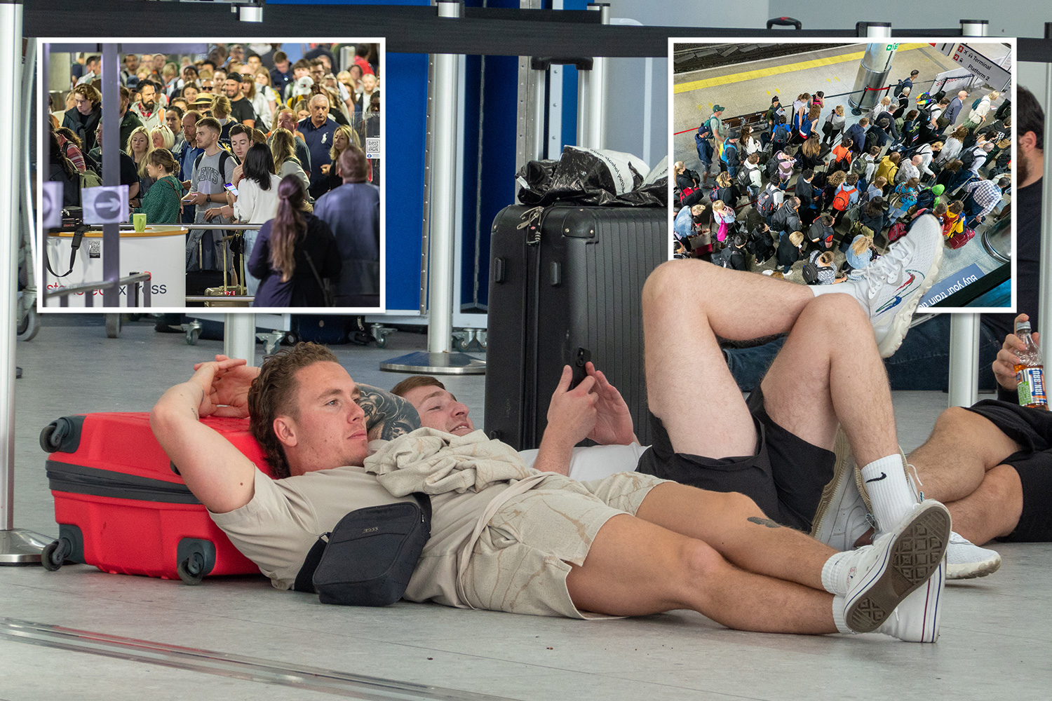 Travel chaos: passengers queue in Stansted airport and sleep on FLOOR to avoid more cancellations
