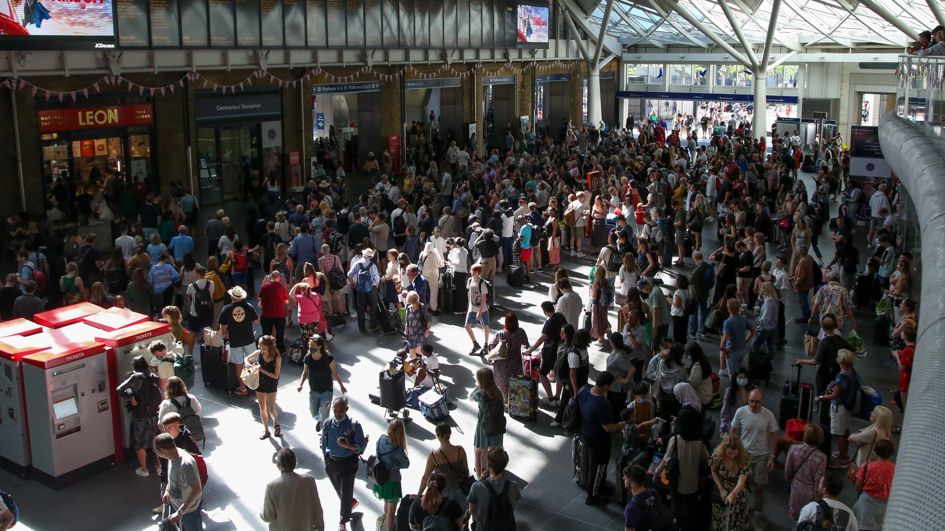 Train stations throng with people looking for weekend escapes in the sun are a chaotic scene.