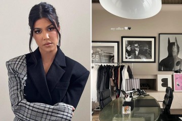 Kourtney gives rare glimpse into her office with vintage photos & rack of clothes