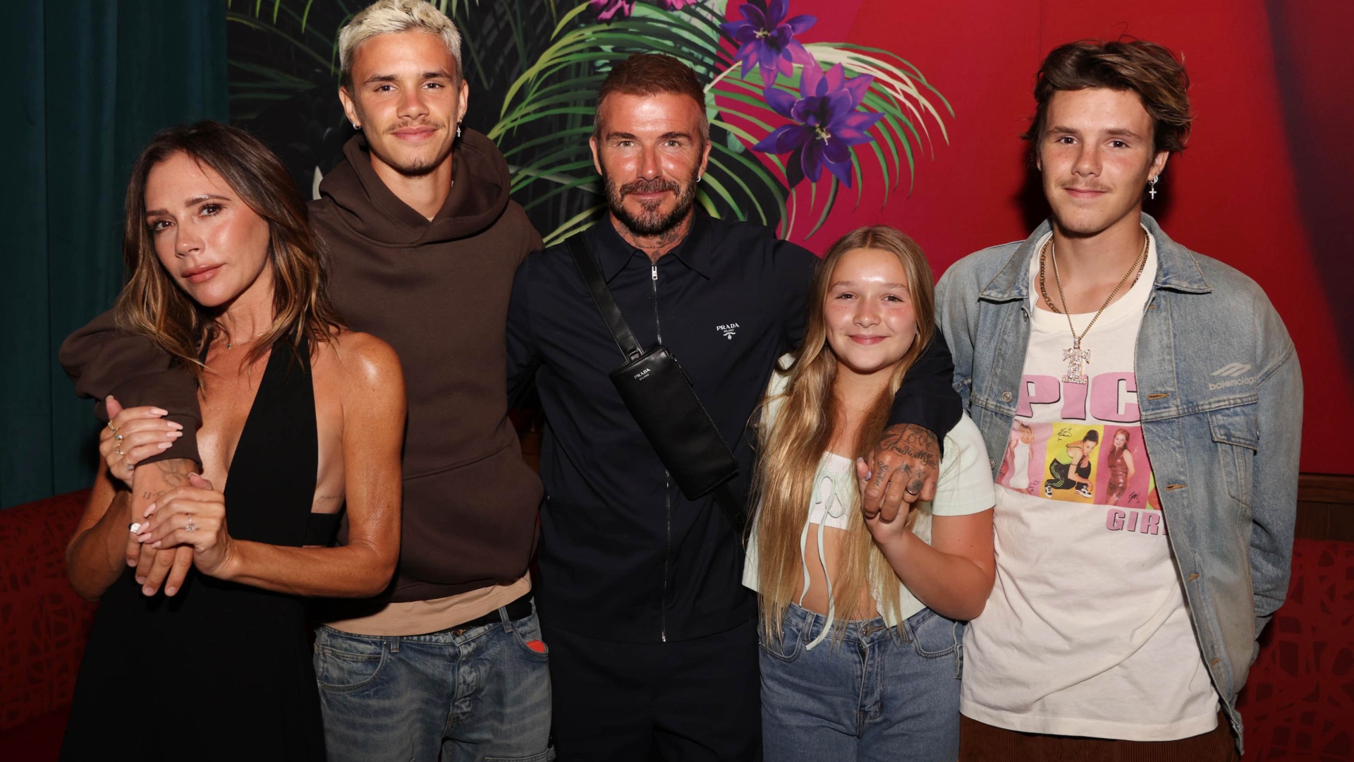 David and Victoria Beckham spend a night out with their children at a steakhouse in Miami.