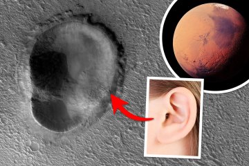 Nasa spacecraft snaps reveal giant ear-shaped crater on Mars