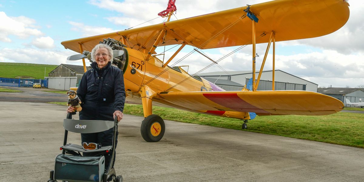 After being inspired by chocolate ads, Grandmother, 93, completes her fifth wing-walk