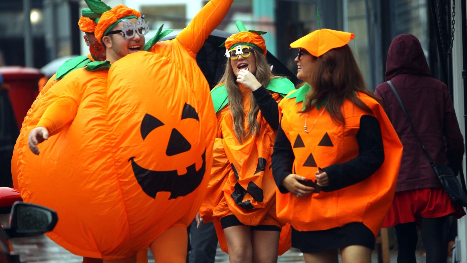 The fun-loving Brits parade through the streets in devilish costumes to celebrate Halloween