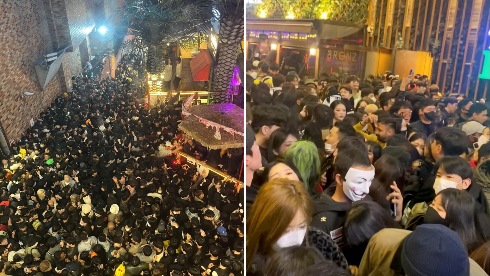 Seoul Halloween stampede left 153 dead, as 100,000 revelers jammed into narrow alleys 12 feet wide.