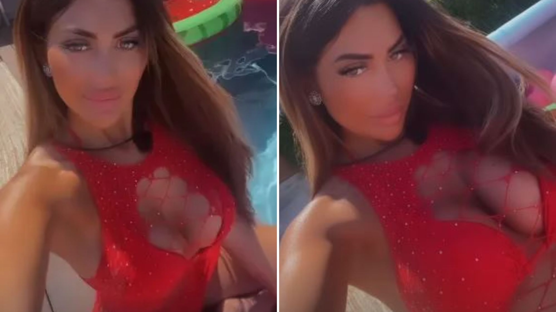 Chloe Ferry is stunning in a barely-there dress while she films the new Geordie shore in Greece