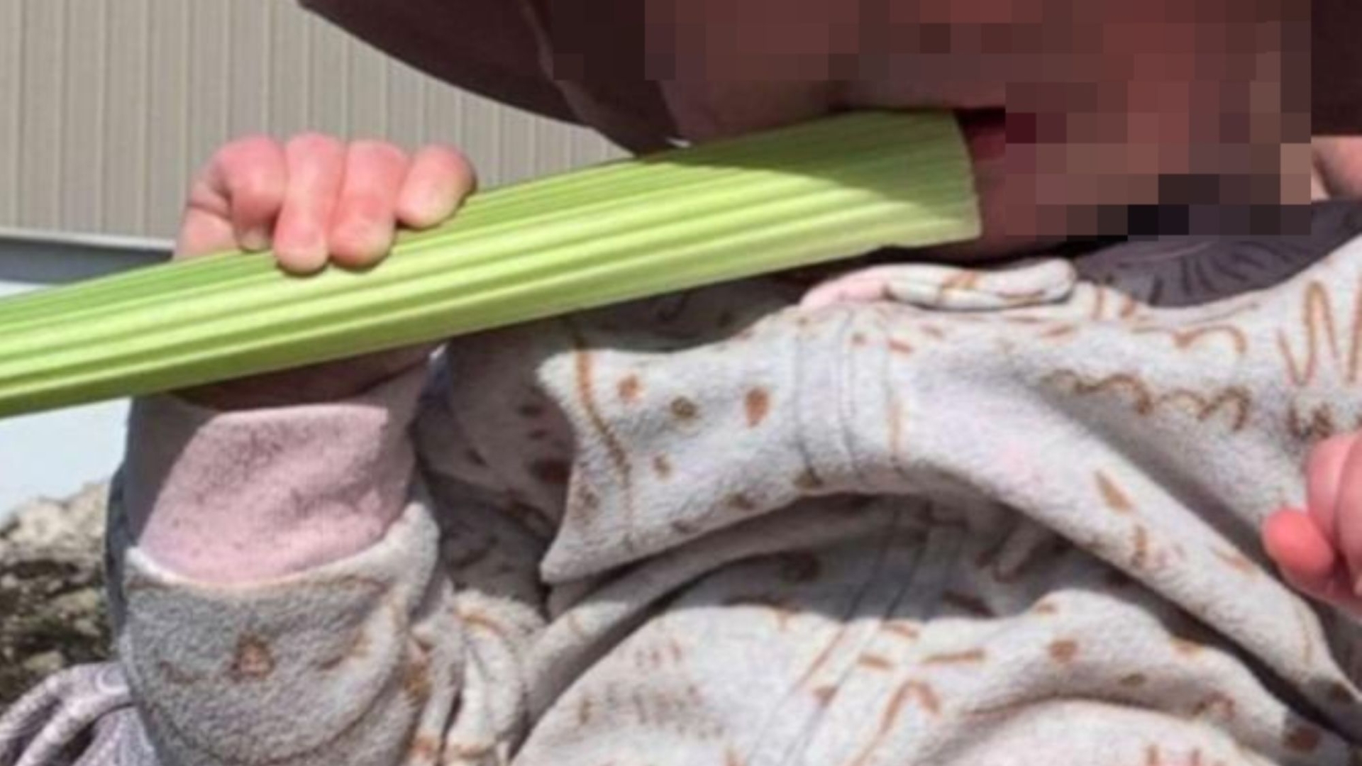 Baby left with raw and blistered lips after eating veggie stick