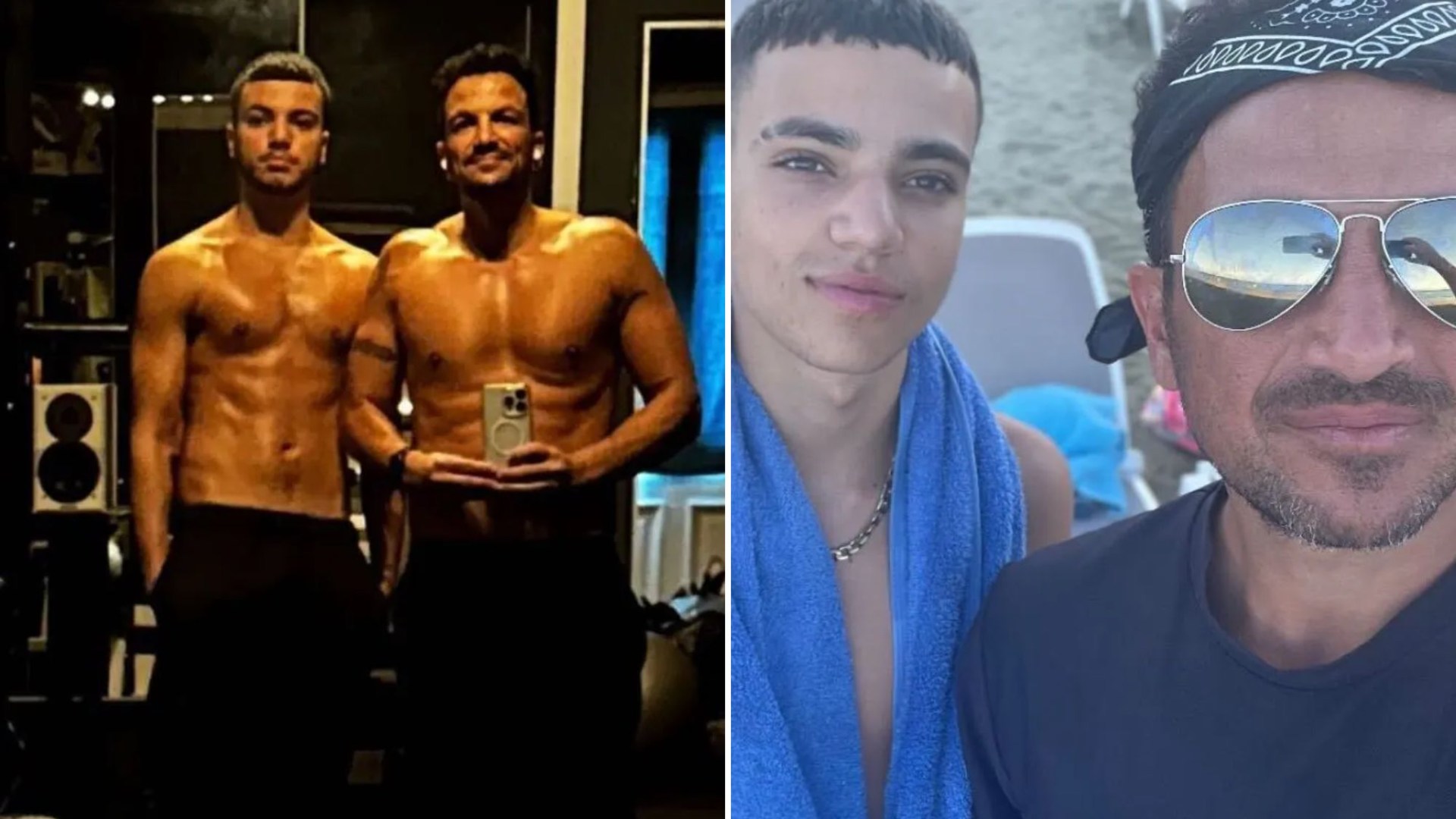 Peter Andre defies time as he and son Junior flaunt matching six packs at the gym – a timeless family fitness goal!