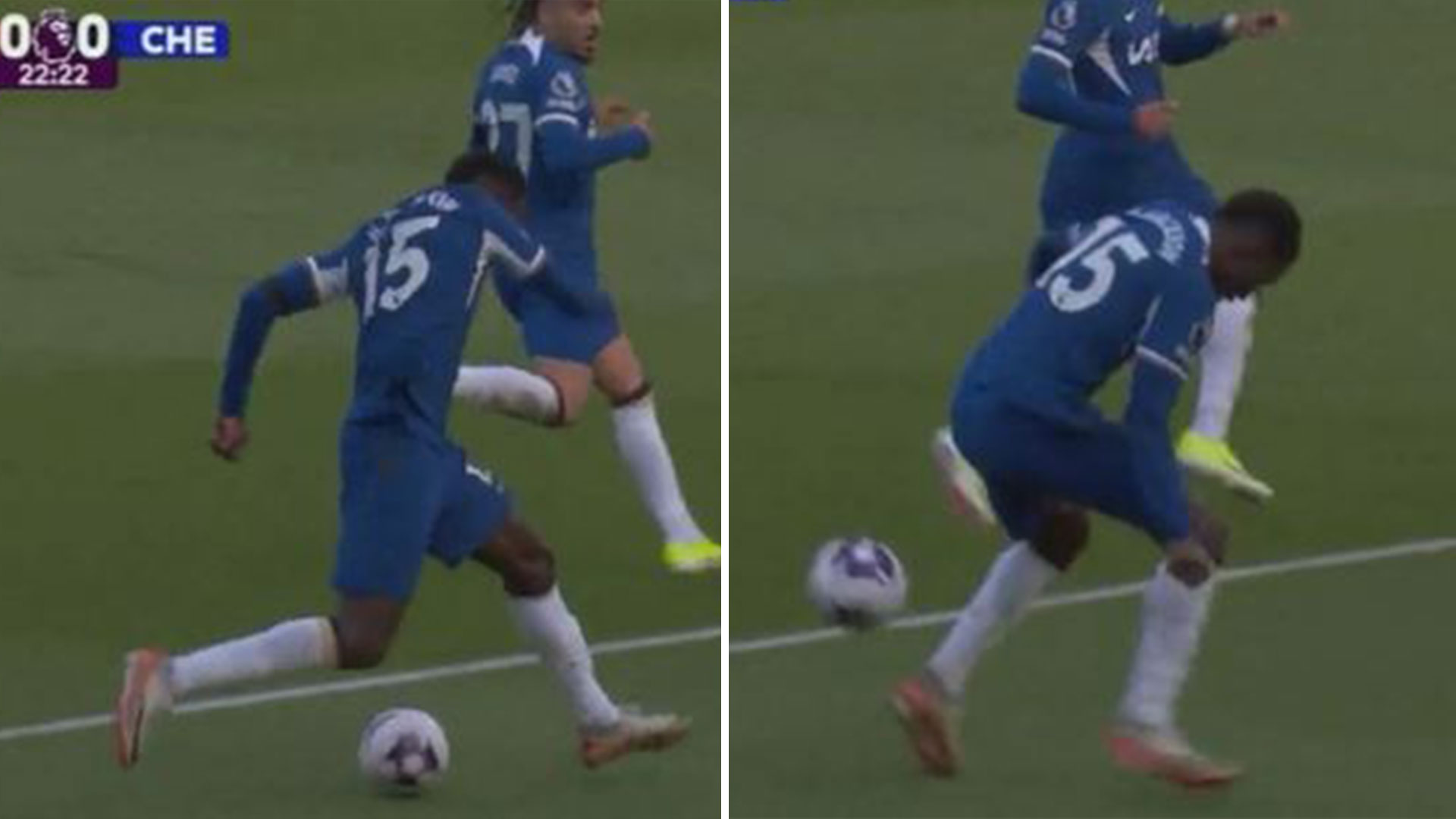 “Chelsea striker Nicolas Jackson leaves fans in stitches with epic self-tackle fail after stepover blunder” #Chelsea #NicolasJackson #selftacklefail #stepoverblunder #football humor