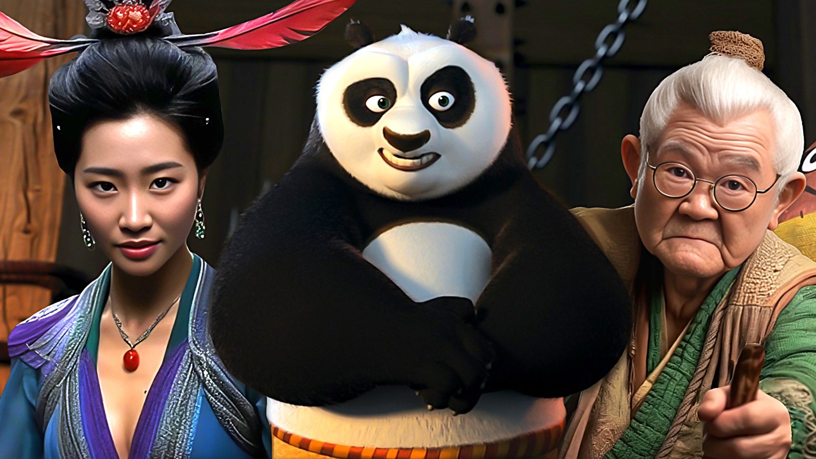 Uncover the Bizarre Transformation: AI Redesigns Kung Fu Panda Characters into Real Humans