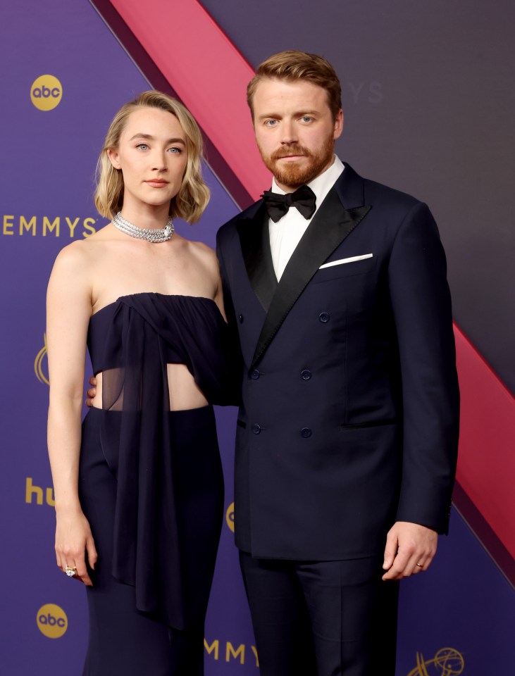 Newlyweds Saoirse Ronan and Jack Lowden attend the Emmy Awards