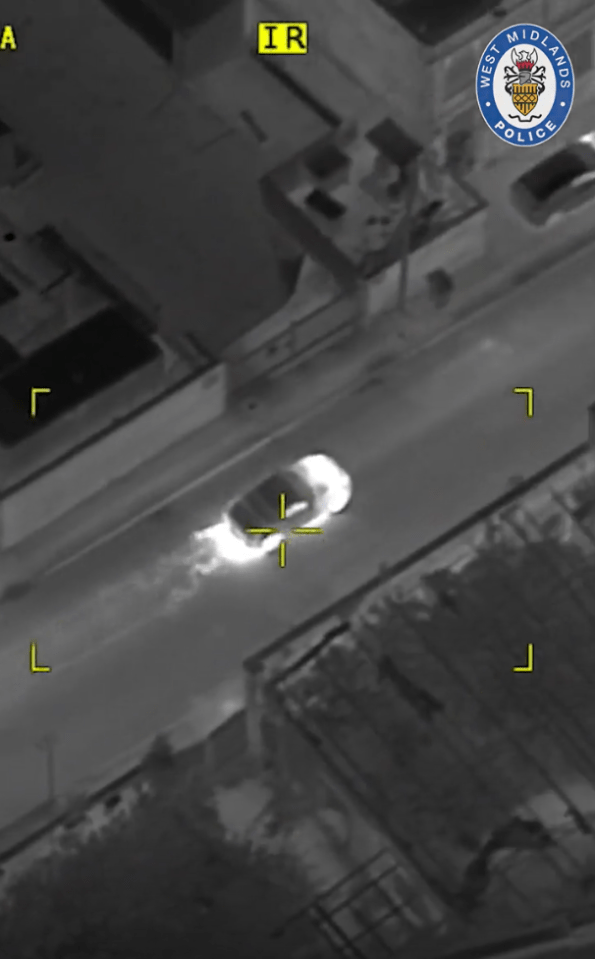 A car was caught doing on helicopter footage by an infrared camera