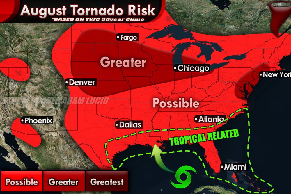 August Tornado Risk Climbs Across the Corn Belt From Fargo to Chicago as Jet Stream Stalls and Gulf Coast Watches Tropical Wild Cards